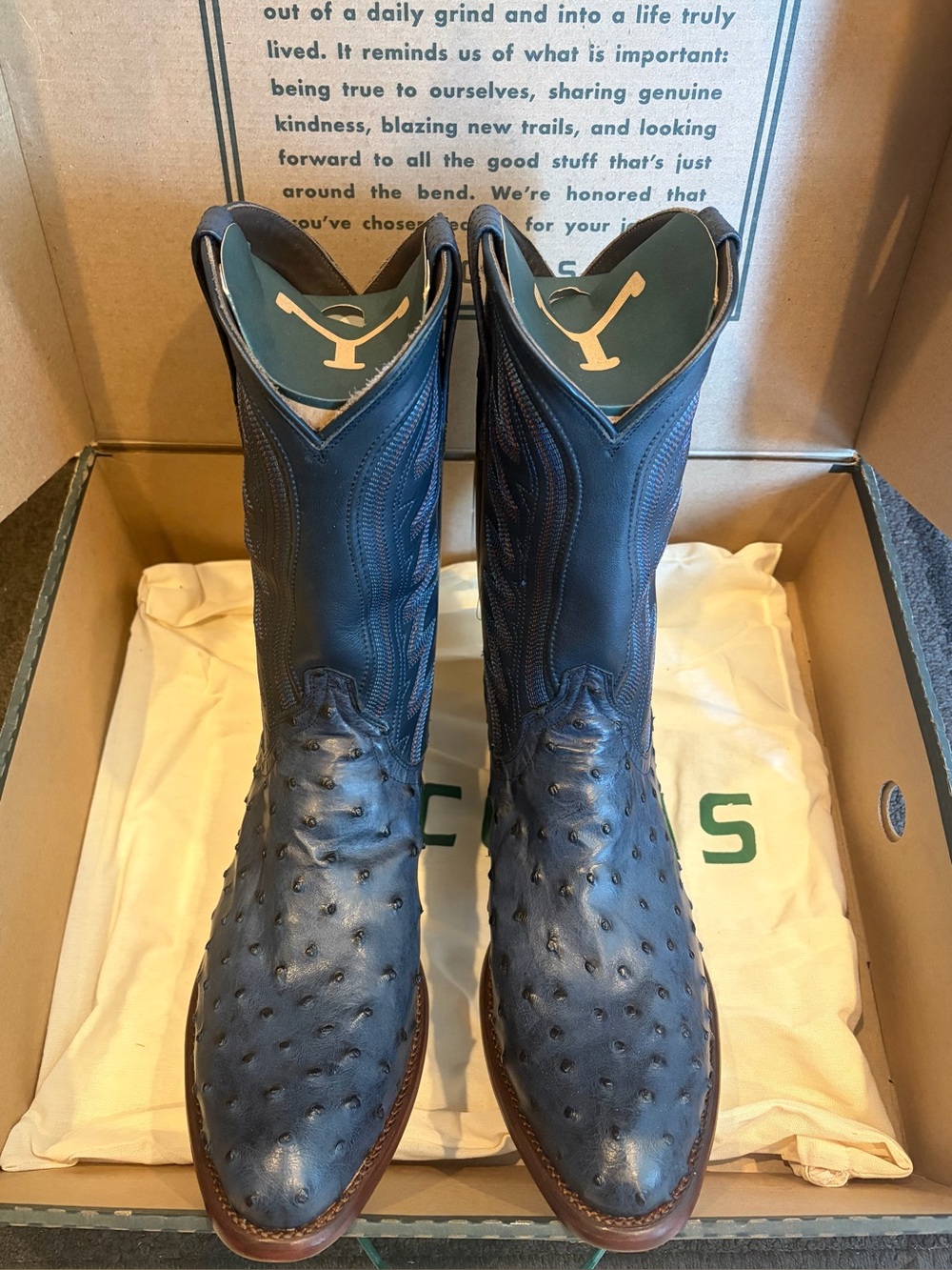 LIMITED RELEASE Tecovas Wyatt Arctic Blue Handmade Cowboy Boots - Picture 3 of 8